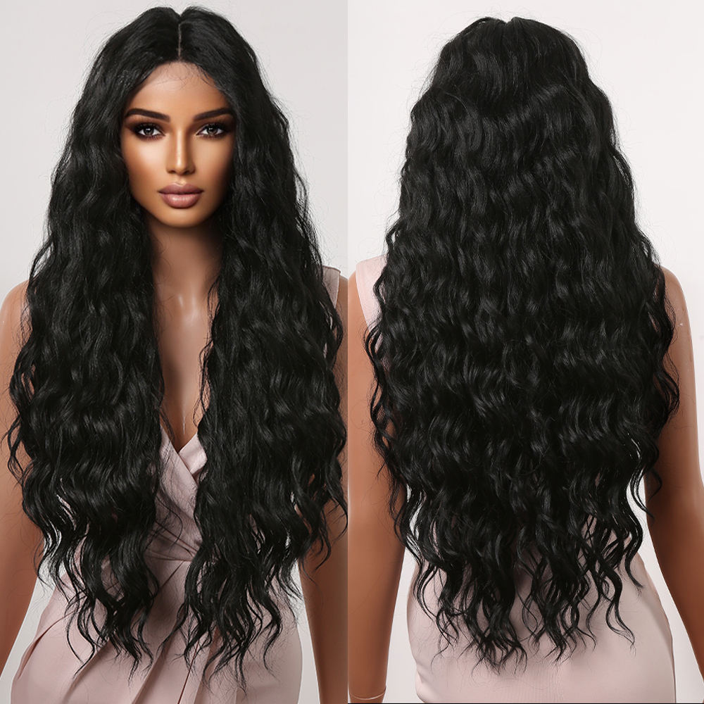 Wigs Wholesale Synthetic T-part Lace Wigs Long Wavy Black Lace Wig Natural High Temperature Resistance in Japan Hair