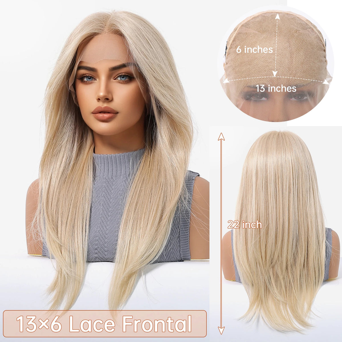 13x6 HD U Lace Wig Free Modifiable Synthetic Fiber Long Straight Natural Soft Body Wave Gold Light Brown Real Photo Video