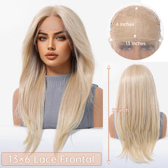 13x6 HD U Lace Wig Free Modifiable Synthetic Fiber Long Straight Natural Soft Body Wave Gold Light Brown Real Photo Video