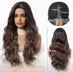 Synthetic Fiber Lace Wig with Natural & Body Waves Soft Breathable Closed Cap Loose Black Real Photo Future Fiber Curly Waves