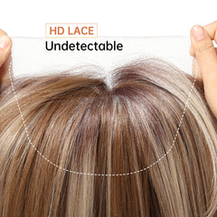 13x6 HD U Lace Wig Synthetic Future Fiber Straight Natural Hair Vertical Light Brown Gold Stripes Real Photo Video Medical