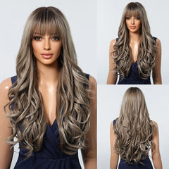 34 Inch Extra Long Heat Resistant Fiber Wig Golden Layered Large Wave Curly Synthetic Wig Curly Hair Matte High Density