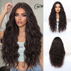 Synthetic Fiber Long Curly Wig with Elastic Cap Natural Blonde Loose Waves No Bangs Sea Wave Style Heat-resistant Wig
