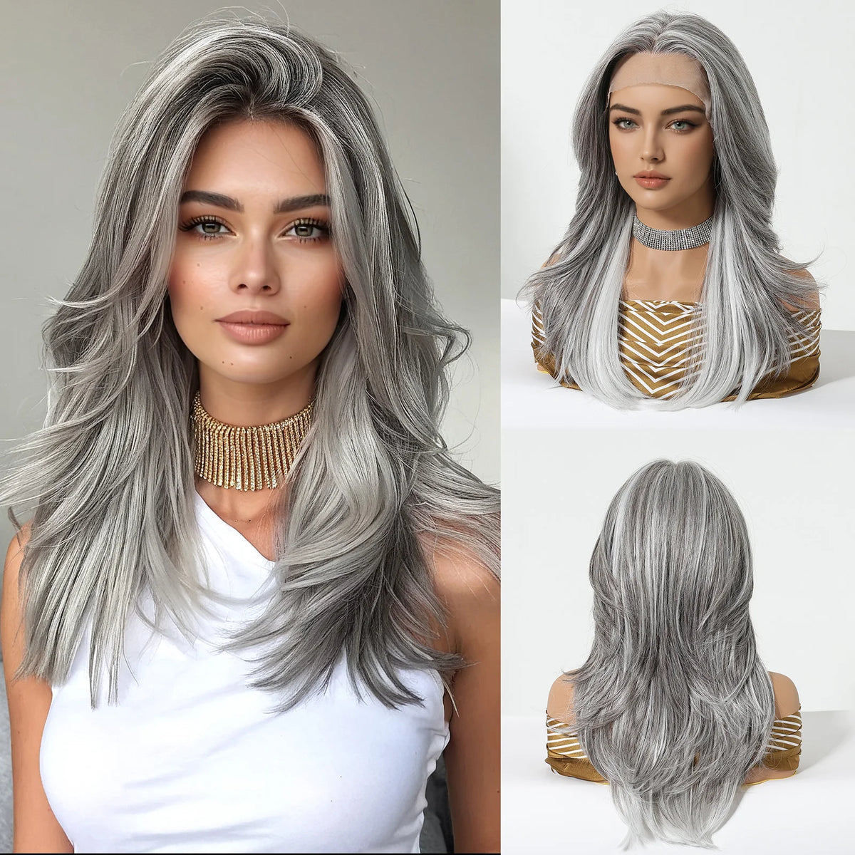 Improved Hairstyle 13*6 HD U Lace Wig Synthetic Future Fiber Natural Soft Wig Long Straight Blonde Platinum Color 613 Wig