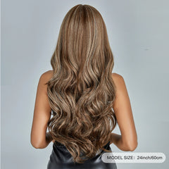 Future Fiber Brown Blonde Multi Color Mixed Stripe Wave Curly Hair Synthetic Wig Curly Hair Heat Resistant Matte High Density