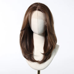 Future Fiber 13x6 Lace Medium Brown Ombre High-Quality Smooth Fiber Bob Straight Hair Soft and Breathable True Photo Color
