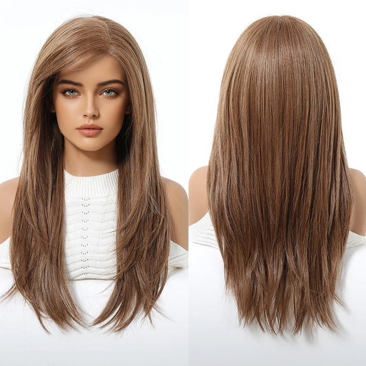 13x6 HD U Lace Wig Free Modifiable Synthetic Fiber Long Straight Natural Soft Body Wave Gold Light Brown Real Photo Video