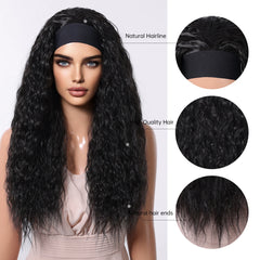 Real Photo African Curly Natural Water Wig Elastic Head Black Heat-resistant Future Fiber Synthetic Hair Loose Body Wave Style
