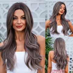 Wigs Synthetic Wig Ombre Pink Orange Long Wigs Middle Part Hair Daily Natural Wavy Heat Resistant Fiber for Women