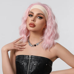 Bob Curly Short Hair Headband Wig Synthetic Wig Elastic Cap Heat-resistant Breathable Real Photo Matte Durable