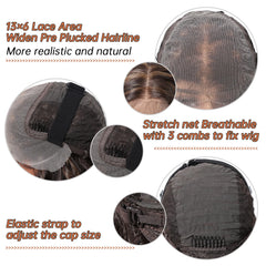 Synthetic Future Fiber 13*6 HD Lace Wig Soft Super African Curly Wig High Density Dark Brown Mixed Brown Golden Ombre Wig