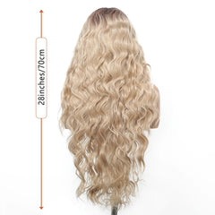 Mixed for Ombre Blonde Curly Brown Heat-Resistant Future Fiber Soft Breathable Closed Cap Lace Wig Natural Loose Wave Real Photo