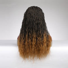 Japan Fiber Synthetic 4X4 Lace Wig Long Wavy Black to Blonde Fashion Braid Natural Heat Resistant Weave Wig