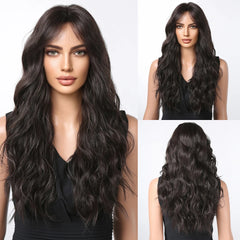 Wigs Wholesale Synthetic Wigs Dark Black Long Curly Wavy for Black Women Daily Lolita Natural False Hairs Wig With Bangs