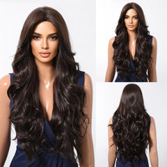Black Hair Root White Layered Wig Curly Hair Wigs Without Bangs Women's Heat Resistant Fiber Matte Durable Real Photo