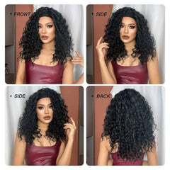 Real Photo African Curly Synthetic Wig Headband Wig Elastic Cap Black Ombre Future Fiber Synthetic Hair Wide Braid Wig Style