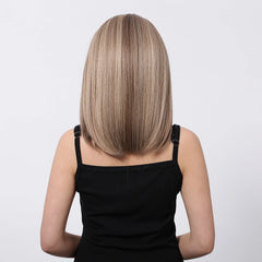 Future Fiber Straight BOB Lace Front Wig Synthetic Wig Transparent Lace Soft and Smooth Real Photo Blonde Ombre Brown Stripes