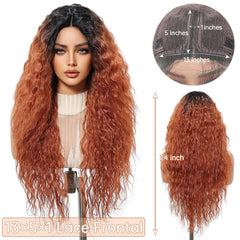 Mixed for Ombre Blonde Curly Brown Heat-Resistant Future Fiber Soft Breathable Closed Cap Lace Wig Natural Loose Wave Real Photo