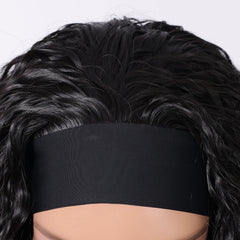 Real Photo African Curly Natural Water Wig Elastic Head Black Heat-resistant Future Fiber Synthetic Hair Loose Body Wave Style