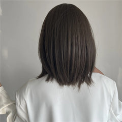 Outlet Synthetic Bob Short Hair with Bangs Straight Black Brown Natural Color Rose Net Wig Heat Resistant