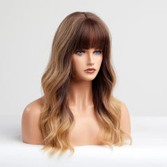 Heat Resistant Fiber Long Wig Blonde Yellow Layered Natural Curly Hair Synthetic Wig Curly Hair Matte High Density Real Photo