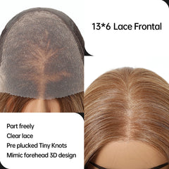 13x6 HD U Lace Wig Free Modifiable Synthetic Fiber Long Straight Natural Soft Body Wave Gold Light Brown Real Photo Video