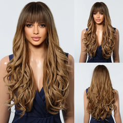 34 Inch Stock Heat Resistant Fiber Wig Blonde Layered Big Wave Super Long Curly Synthetic Wig Curly Hair Matte High Density
