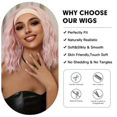Bob Curly Short Hair Headband Wig Synthetic Wig Elastic Cap Heat-resistant Breathable Real Photo Matte Durable