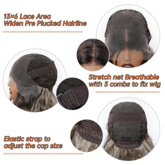Futura Fiber 13x6 Lace Synthetic Wig Black with Silver Strands Mixed White Stripes Soft High Density Real Video Heat Resistant