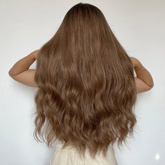 Wigs  Long Wavy Wigs No Bangs Light Brown Middle Part Hair Daily for Women loose wave wig