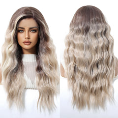 Japanese Future Fiber Curly Blonde Synthetic Lace Front Wig 13x4 Lace Long Natural Wavy Hair Closed Cap Real Photo Video