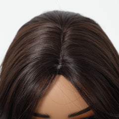 Direct Deep Brown Black Ombre Highlight Wig Elastic Cap High-Temperature Fiber Synthetic Hair Real Photo Straight Style