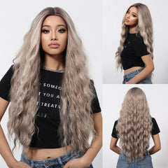 Futura Fiber 13x6 Lace Synthetic Wig Black with Silver Strands Mixed White Stripes Soft High Density Real Video Heat Resistant
