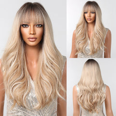 Wigs Wholesale Synthetic Wigs Dark Black Long Curly Wavy for Black Women Daily Lolita Natural False Hairs Wig With Bangs