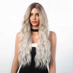 Fully Stocked Blonde White Ombre Natural Curly Hair Synthetic Chemical Fiber Wig No Bangs Wig Matte High Density Live Photo