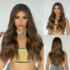 Black Hair Root White Layered Wig Curly Hair Wigs Without Bangs Women's Heat Resistant Fiber Matte Durable Real Photo