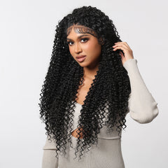13*6 Front Lace Synthetic Japanese Futuristic Fiber Long Super Wavy Hair Wig Black Wig Soft Smooth Long Lasting Wave