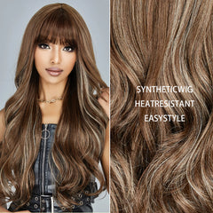 Future Fiber Brown Blonde Multi Color Mixed Stripe Wave Curly Hair Synthetic Wig Curly Hair Heat Resistant Matte High Density
