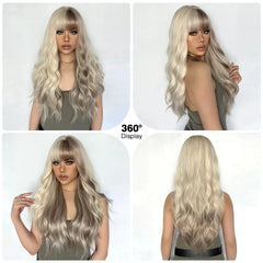 Future Fiber Brown Blonde Multi Color Mixed Stripe Wave Curly Hair Synthetic Wig Curly Hair Heat Resistant Matte High Density