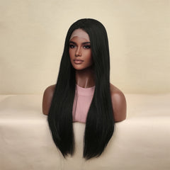Japan Synthetic T-part Lace Wigs Long Wavy Mixed Ombre Brown to Black Wig Fashion Part Natural Hair Wig for Women