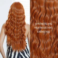 Curly Orange Copper Ginger Ombre Blonde Long Wavy Wigs with Bangs for Women Cosplay Christmas Wig