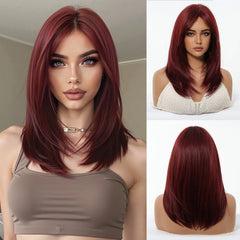 Direct Deep Brown Black Ombre Highlight Wig Elastic Cap High-Temperature Fiber Synthetic Hair Real Photo Straight Style