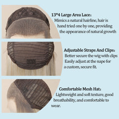 Japan Fiber 13*4 Lace Front Synthetic Wigs for Women Long Straight Light Blonde Middle Part Wigs Daily Cosplay Heat Resistant