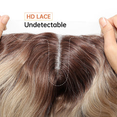 Mixed for Ombre Blonde Curly Brown Heat-Resistant Future Fiber Soft Breathable Closed Cap Lace Wig Natural Loose Wave Real Photo