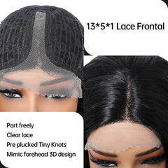 Synthetic Fiber Lace Wig with Natural & Body Waves Soft Breathable Closed Cap Loose Black Real Photo Future Fiber Curly Waves