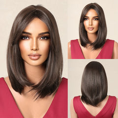 Direct Burgundy Red for Ombre Wig with Bangs High Temperature Fiber Synthetic Hair Elastic Cap Real Photo