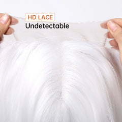 Future Fiber 32inch T-shaped Lace Front Wig Soft and Smooth White Silver Lace Wig Closed Cap Real Photo