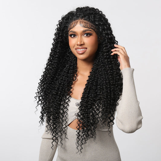 13*6 Front Lace Synthetic Japanese Futuristic Fiber Long Super Wavy Hair Wig Black Wig Soft Smooth Long Lasting Wave