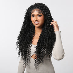 13*6 Front Lace Synthetic Japanese Futuristic Fiber Long Super Wavy Hair Wig Black Wig Soft Smooth Long Lasting Wave