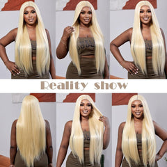 Japan Silk Long Honey Blonde Color Lace Front Wigs Brazilian Natural Straight Hair Frontal Synthetic Wig